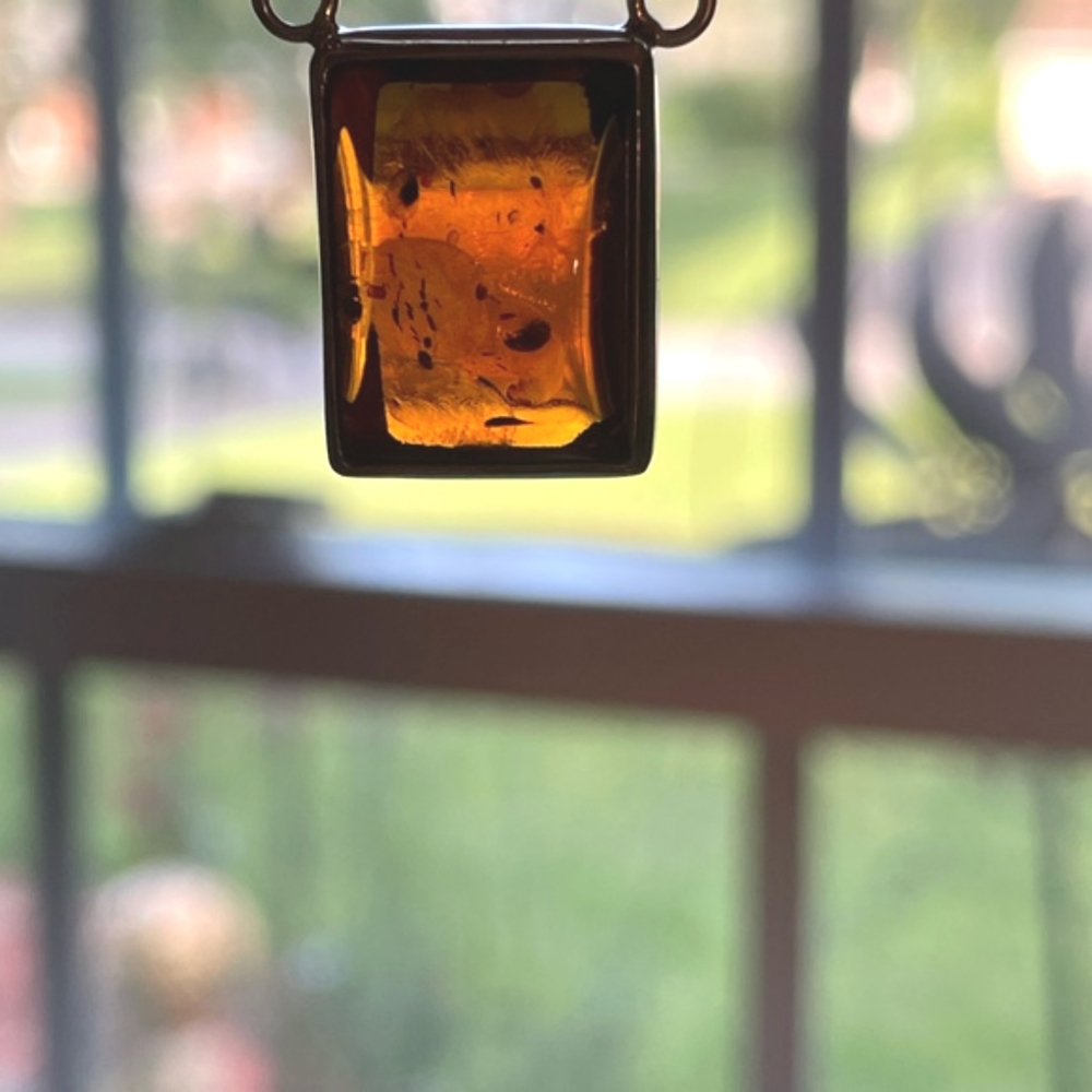 Signed LB Lori Bonn Sterling Silver Baltic Amber Pendant Necklace AZ 925 Italy - Picture 9 of 15